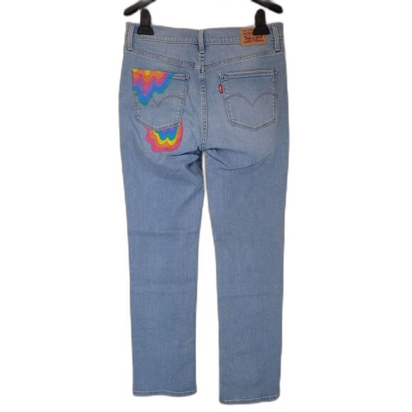 Levi's 314 Straight Leg Custom Rainbow Paint - Picture 2 of 4